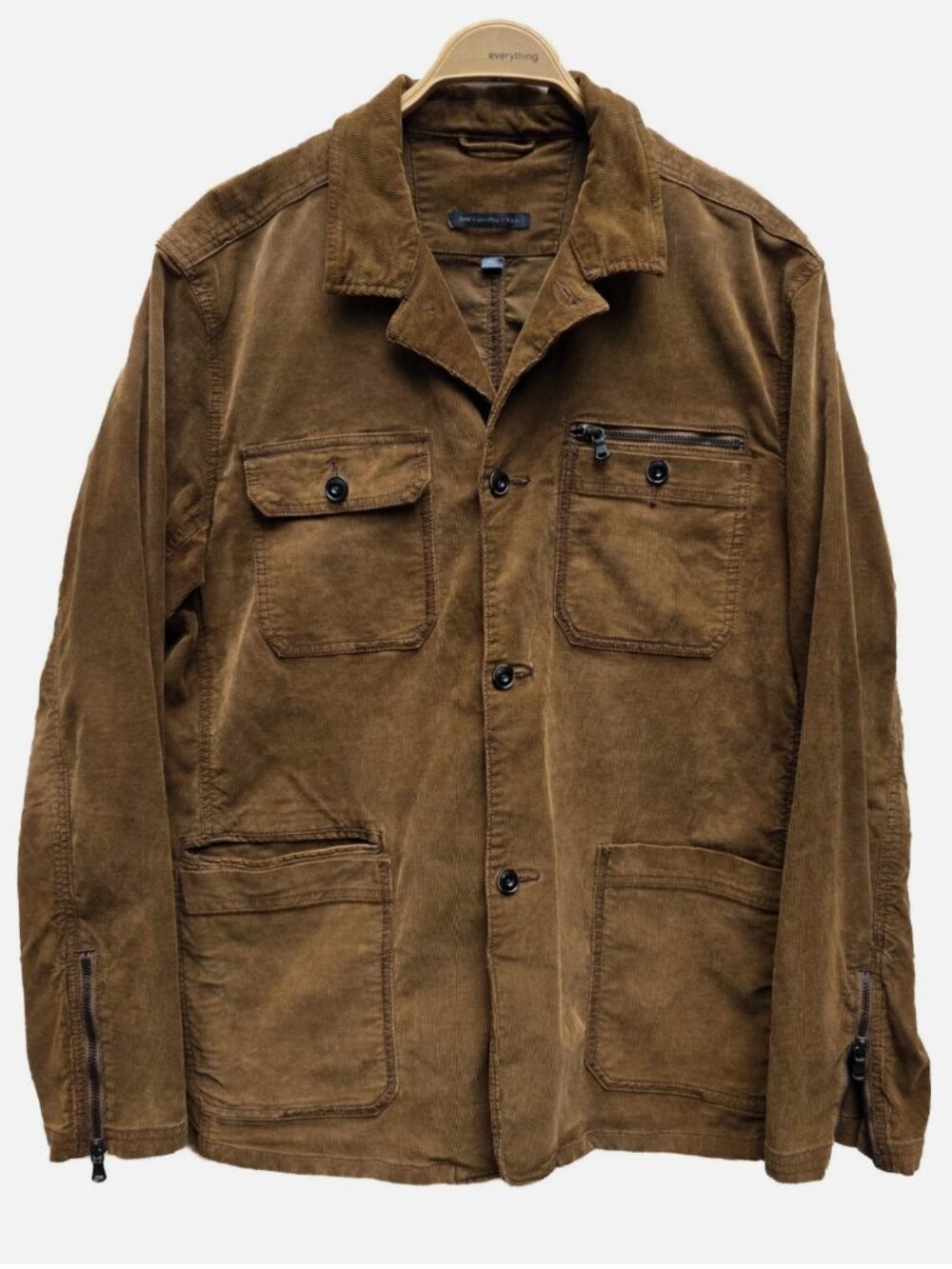 John Varvatos USA Corduroy Field Jacket Mens XL Brown Chore Coat Zip Pockets